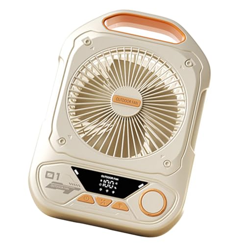 amangul Tragbarer, wiederaufladbarer Ventilator und Licht für Camping und Schreibtisch, geräuscharm und USB-Ladegerät, Schreibtischventilator, Bürokühlgerät (weiß) von amangul