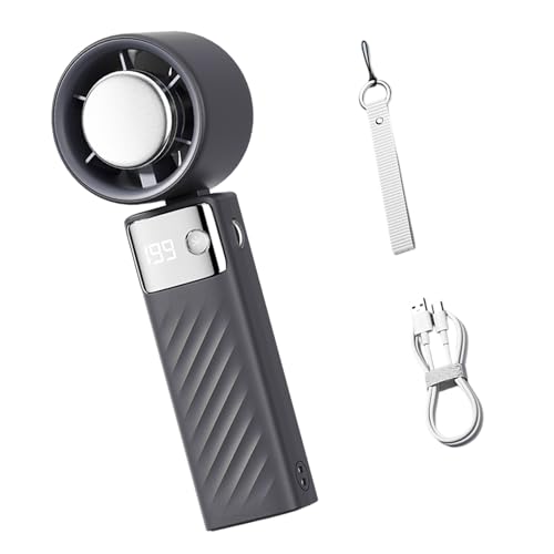 amangul Tragbarer Miniatur-Handventilator, USB-Ladegerät und LED-Display für Outdoor und Büro, einstellbare Geschwindigkeit, Kühlventilator (Sternengrau) von amangul