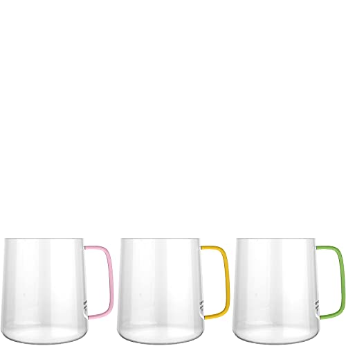 amapodo Gläser Set - 3x Glastassen für heiße Getränke - Espresso Kaffee Tee - Teegläser mit Henkel bunt - Geschenke für Frauen - Espresso Tassen 350ml - Kaffeegläser - Glas Kaffeetassen von amapodo