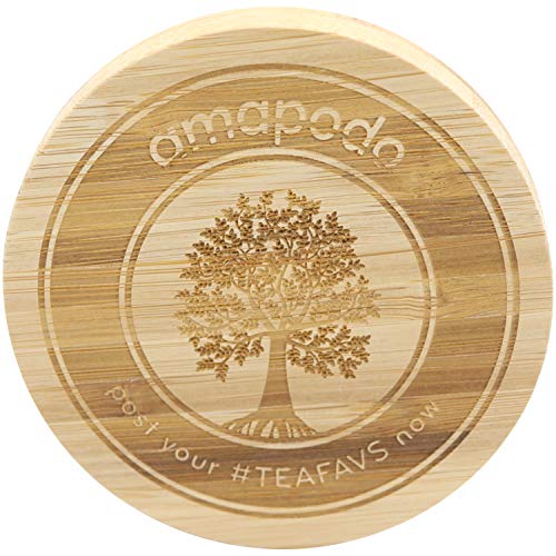 amapodo Bambus Deckel Ø85mm für Tassen und Teekannen - Unterseite aus Edelstahl ist perfekt als Ablage für ein Teesieb geeignet - plastikfrei von amapodo