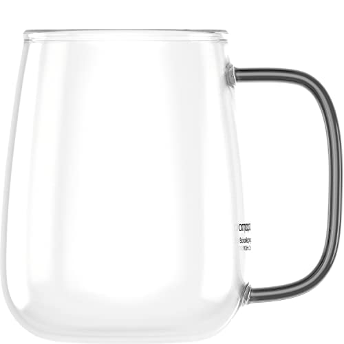 amapodo Tasse groß - Kaffeetasse Glas 700ml - Glastasse für heiße Getränke - Geschenke für Männer - Jumbotasse - XXL Coffee Glass Cup - Kaffee Glas mit Henkel Schwarz von amapodo