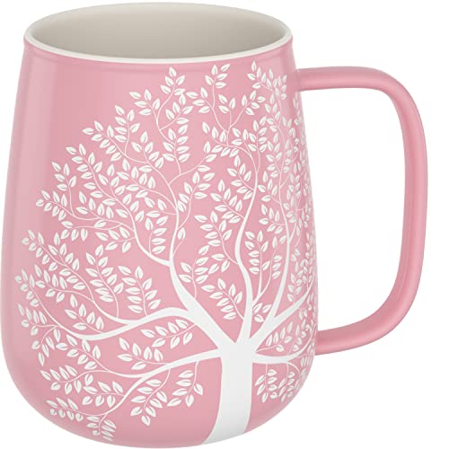 amapodo Jumbotasse - Große Tasse 600ml - XXL Tasse Groß - Grosse Kaffeetasse - Bürotasse - Kaffeepott - Geburtstag Geschenk für Frauen - Kaffeebecher Porzellan - Keramik Tasse groß - Rosa von amapodo