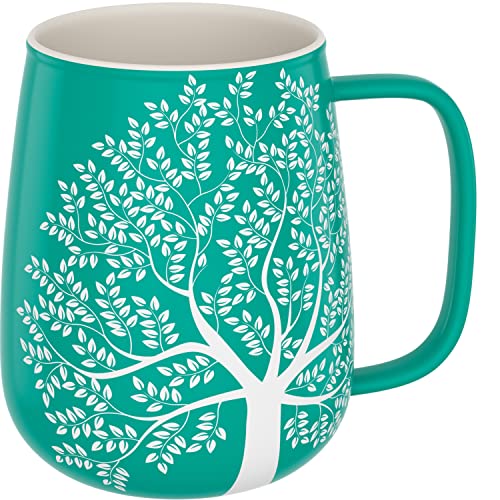 amapodo Jumbotasse - Große Tasse 600ml - XXL Tasse Groß - Grosse Kaffeetasse - Bürotasse - Kaffeepott - Geburtstag Geschenk Frauen - Kaffeebecher Porzellan - Keramik Tasse groß - Türkis von amapodo