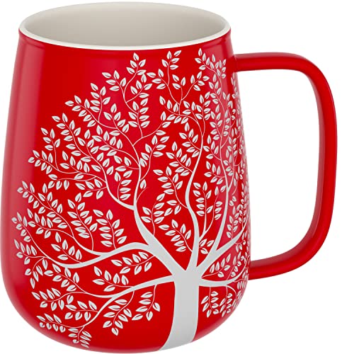 amapodo Jumbotasse - Große Tasse 600ml - XXL Tasse Groß - Grosse Kaffeetasse - Bürotasse - Kaffeepott - Geburtstag Geschenk für Frauen - Kaffeebecher Porzellan - Keramik Tasse groß - Rot von amapodo