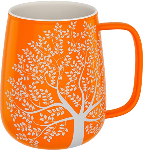 amapodo Jumbotasse - Große Tasse 600ml - XXL Tasse Groß - Grosse Kaffeetasse - Bürotasse - Kaffeepott - Geburtstag Geschenk Frauen - Kaffeebecher Porzellan - Keramik Tasse groß - Orange von amapodo