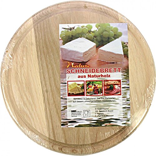 4 x Frühstücksbrett Schneidebrett rund mit Saftrille 23cm aus Naturholz OSM14 von amara-global