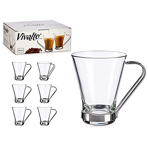 6 Latte Macchiato Gläser 190ml Kaffeegläser Teeglas mit Metal Henkel von amara-global