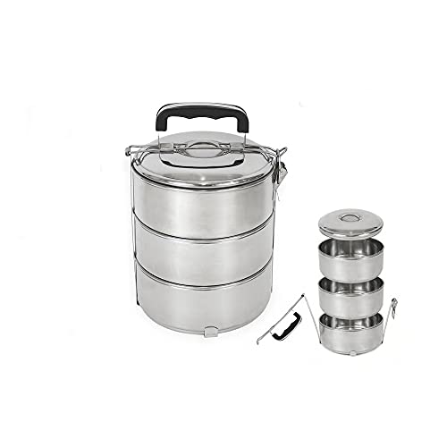 Vesperbox Edelstahl Lunchbox Brotdose Brotzeit Aufbewahrung Frühstück Box 3Etage von amara-global