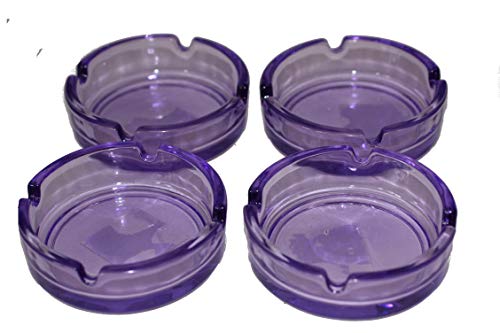 amara-global 4 Stück Glasaschenbecher Glas Aschenbecher Ø 10,5 cm Rund Stapelbar mit Farbwahl (Lila) von amara-global
