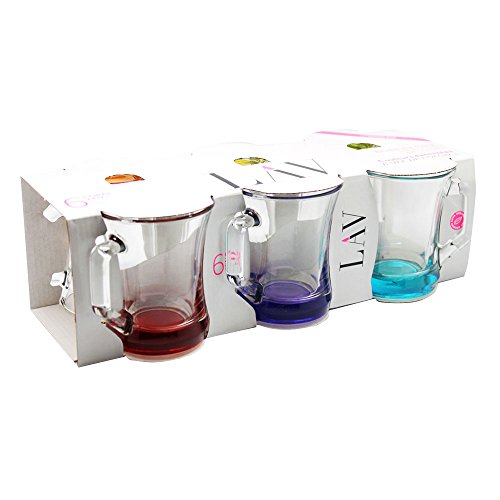 amara-global 6 teiliges farbige Gläser- Set Getränkegläser Teegläser Set mit Henkel 225ml von amara-global