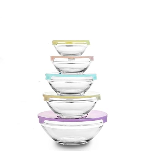 amara-global Glas Aufbewahrung Deckel 5er Set Vorratsgläser Frischhaltedosen Glasschüssel von amara-global