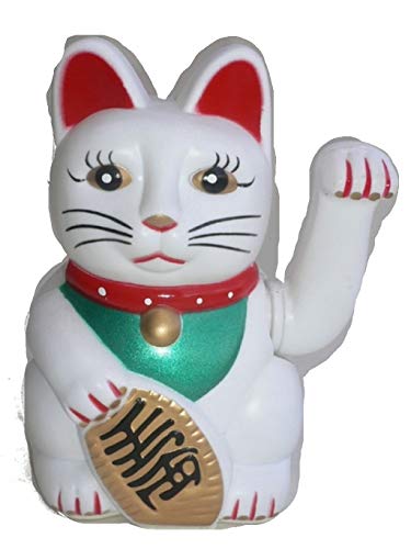 amara-global Winkekatze 15 cm Feng Shui Talisman Glücksbringer Glückskatze (Weiß) von amara-global