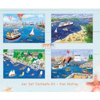 4 Tischsets A3 Mit Folgenden Wimmel-Motiven Kiel Hafeneinfahrt, Kieler Förde, Kiellinie Und Hörn Als Platzunterlage, Wimmelbild von amarillu