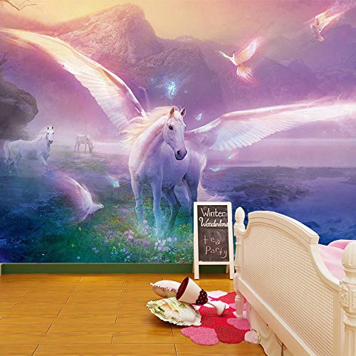 Einhorn-Tapete, Fantasie-Tapete, Kinderzimmer, Poster, Dekoration, 260 x 175 cm von amazingsticker