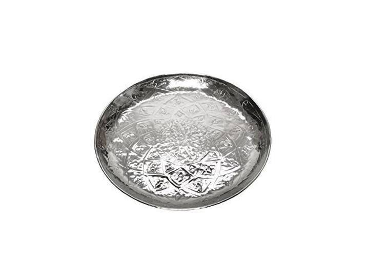 Brillibrum Design Serviertablett Rund Aus Metall Tablett Mit Orientlischen Muster Deko Tablett ø 45 cm von amazon