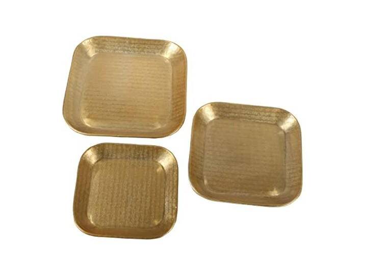 Casa Moro Orientalisches Tablett Serviertablett Tisch-Deko Prisma Gold 3er Set Aluminium mit Ornamenten verziert Deko-Tablett marokkanisch Ostern Muttertag Dekoration TSV1003 von amazon