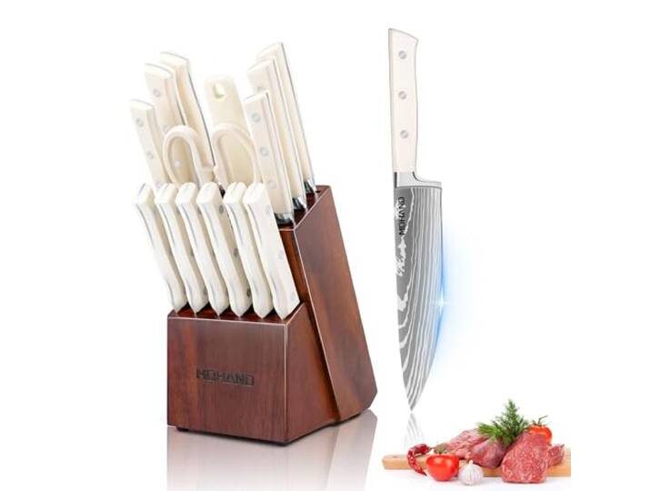 Messerblock mit Messerset, Profi Messerset mit 6 pcs Küchenmesser, 6 Steak Messer, Schere, Messerschärfer und Messerhalter, Hochwertiges Küchenmesser Set mit Block, Scharf Profi Kochmesser Set Messerblock mit Messerset, Profi Messerset mit 6 pcs Küchenmesser, 6 Steak Messer, Schere, Messerschärfer und Messerhalter, Hochwertiges Küchenmesser Set mit Block, Scharf Profi Kochmesser Set von amazon