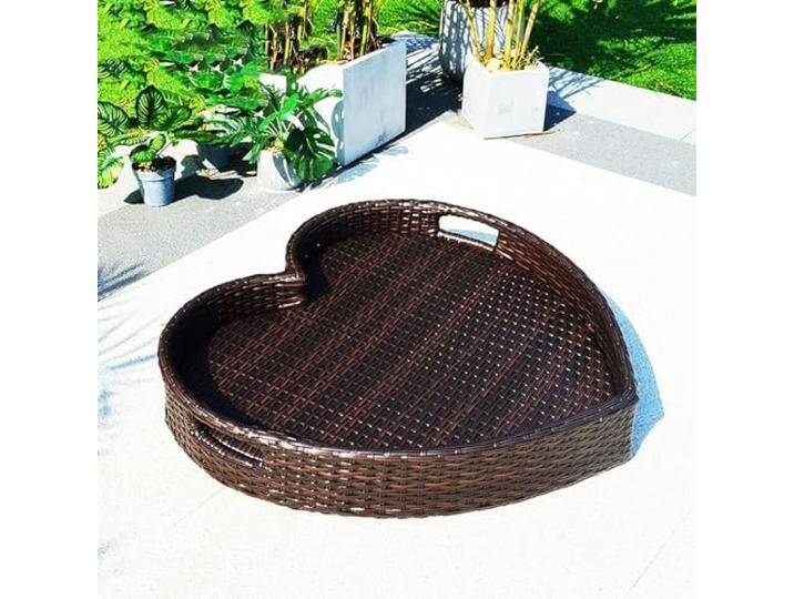 PRESSLAY Floating Tray Table Bar DIY Floating Tray, Heart Rattan Woven Floating Serving Tray Table, Swimming Pool Float for Sandbars, Spas, & Parties (Color : Brown) von amazon