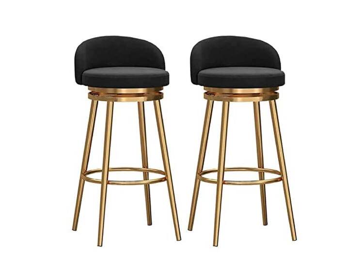RTYHN Barhocker 2er Set Barstuhl Hocker Bistrohocker Designer Hocker Gepolsterte 65cm Barhocker 360° drehbar Metall Barstuhl aus hochwertigem Samt mit Lehne und Fußstütze Tresenhocker von amazon