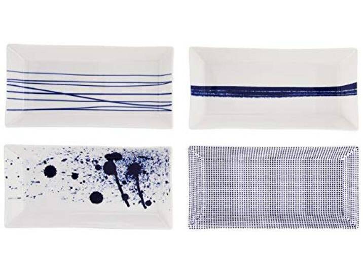 Royal Doulton Pacific Rectangular Mixed Patterns Dishes Plate (Set of 4), 9.4, Multiple by von amazon