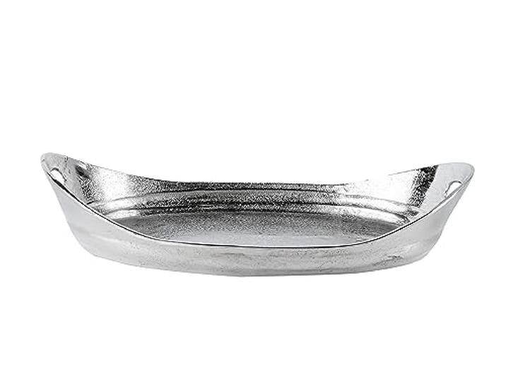 Tablett - Servierbrett Aluminium Silber - Serviertablett Metall Silbertablett Dekotablett - Deko Dekoration für Wohnzimmer Esszimmer oder Küche - Schlangenleder-Optik - 56 cm von amazon
