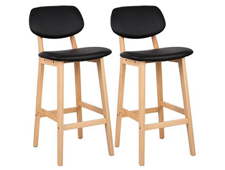 WOLTU Barhocker 2er Set Barstühle gut gepolsterte Sitzfläche und Rücklehne aus Kunstleder Design Stuhl Holz Schwarz von amazon