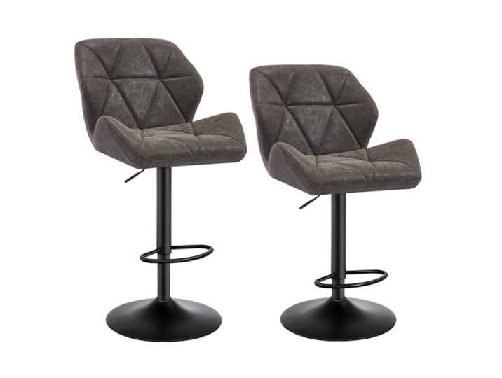 WOLTU Barhocker 2er Set Barstuhl Tresenhocker Bistrohocker Designer Hocker mit Rückenlehne, höhenverstellbar, drehbar, Kunstleder Stahl, Grau von amazon