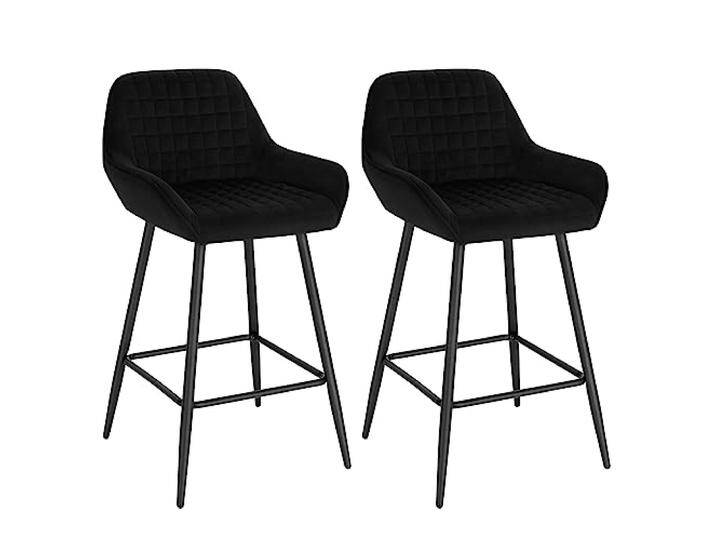 WOLTU Barhocker 2er Set Designer Barstuhl Polsterhocker mit Armlehnen Hocker Tresenhocker Bistrohocker mit Rückenlehne Fußstütze Samt schwarz BH372sz-2 von amazon