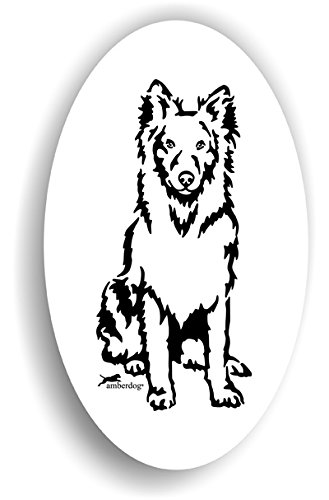 Holländischer Schäferhund Hunde Sticker 16x11 cm – Oval, Weiß mit Schwarzem Druck – Autoaufkleber, Wohnmobil, Laptop & mehr von amberdog