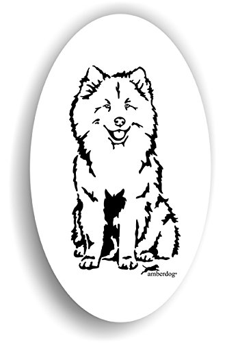 amberdog Eurasier Hunde Sticker 16x11 cm – Oval, Weiß mit Schwarzem Druck – Autoaufkleber, Wohnmobil, Laptop & mehr von amberdog