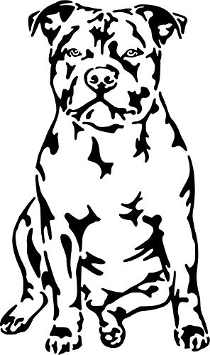 amberdog Staffordshire Bull Terrier Bullterrier Autoaufkleber Fensterfolie Art.Nr.AT0170 Aufkleber für Auto Wohnmobil Wohnwagen Autoaufkleber (20x15cm, weiß) von amberdog