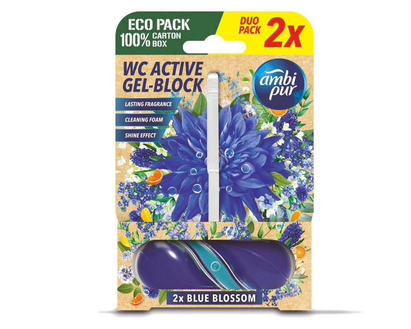 ambi pur WC-Duftspüler Ambi Pur WC Active Gel-Block 2x45g Blue Blossom - WC Duft (1er Pack) von ambi pur