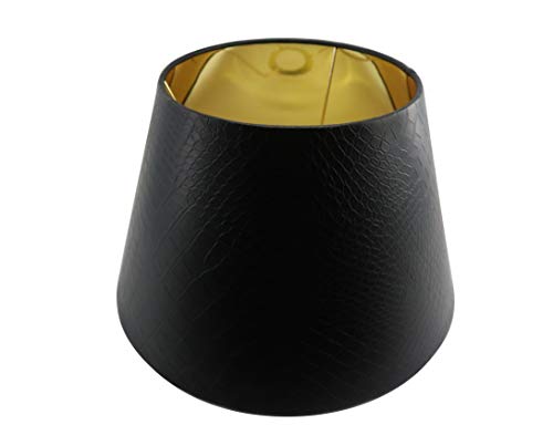 Designer Lampenschirm Kaiman Optik Leder Imitat konische Form (SCHWARZ 25 * 40 * 26cm) von ambiente-lebensart.de