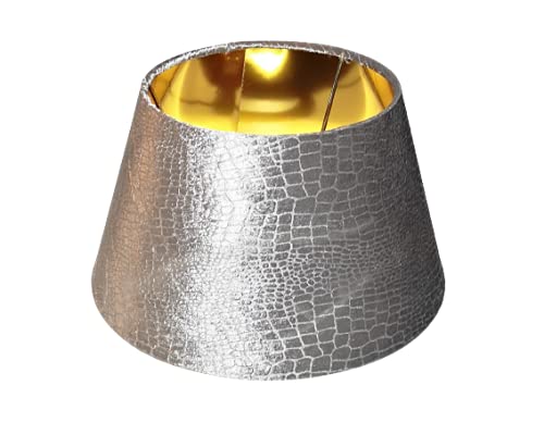 Designer-Lampenschirm-Samt-Silber-Moon-Dust rund-konische Form Ø 25cm innen Gold von ambiente-lebensart.de