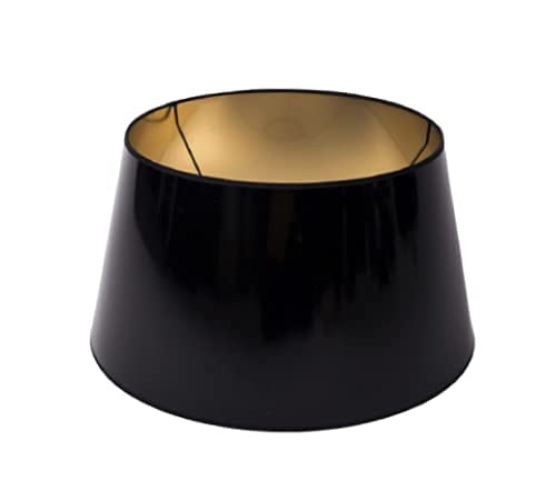 Designer-Lampenschirm-Schwarz-rund-konische Form Ø 25cm innen Gold von ambiente-lebensart.de