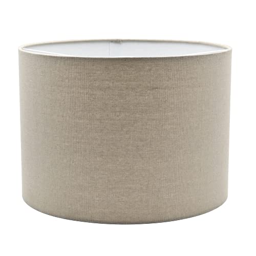 Lampenschirm-Trommel-Zylinder-Form-Beige-Grau-Lounge Stil Ø 33cm für Stehleuchten oder Hängelampen von ambiente-lebensart.de