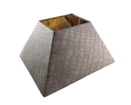 Lampenschirm für Tischlampe, Stehlampe, Hängelampe braun Krokodilleder Optik | Lampenschirm E27 | Rechteckig konische Form 15 x 30 x 18 cm | Lampenschirm Kaiman Optik | Lampenschirme für Tischleuchten von ambiente-lebensart.de