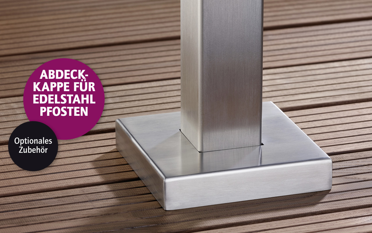 Ambiente Edelstahl Abdeckkappe unten B x H: 15,5 cm x 15,5 cm, 30 mm stark von ambiente