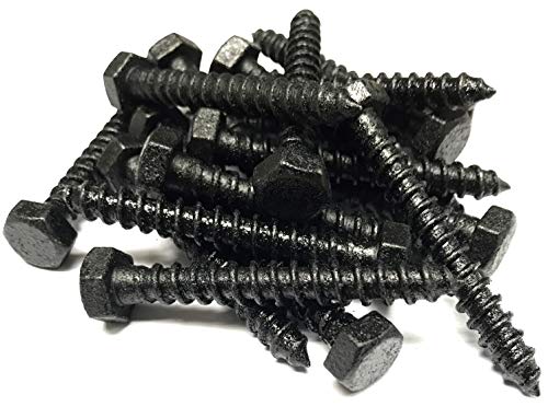 200 Stück 8x60 Sechskant Holzschrauben DIN 571 schwarz matt lackiert (RAL 9005), Stahl verzinkte Deko Schlüsselschrauben schwarz lackiert Durchmesser: 8mm Länge: 60mm - 200 Stück von amieli