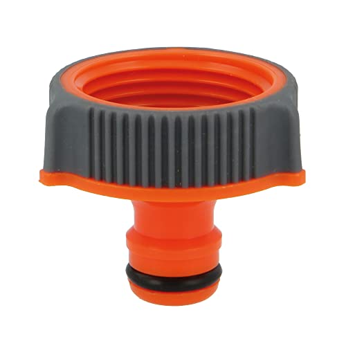 Amig - Adapter für Wasserhahnverbindung mit Schlauch | 1" | Schnelle und einfache Verbindung für Wasserschläuche | Frost- und UVA-beständig | ABS-Kunststoff und Gummi | Orange & Grau von Amig