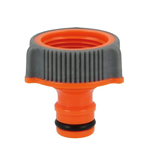 Amig - Adapter für Wasserhahnverbindung mit Schlauch | 3/4" | Schnelle und einfache Verbindung für Wasserschläuche | frost- und UV-beständig | ABS-Kunststoff und Gummi | Orange und Grau von Amig