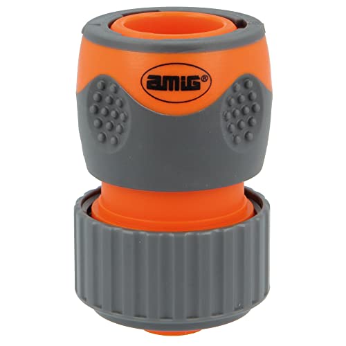 Amig - Schnellkupplung für Schlauch | 3/4" | mit Schnellankersystem | Schnelle und einfache Verbindung für Gartenschläuche | ABS und Gummi | Orange und Grau von Amig