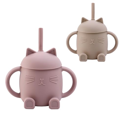 amo nenes 2 Stück Baby Trinkbecher mit Strohhalmen und Griffen Silikon Becher Strohhalmbecher Kinder Trinklernbecher BPA-frei für Mikrowelle und Spülmaschine, Rosa/Weiß (Rosa) amo nenes 2 Stück Baby Trinkbecher mit Strohhalmen und Griffen Silikon Becher Strohhalmbecher Kinder Trinklernbecher BPA-frei für Mikrowelle und Spülmaschine, Rosa/Weiß (Rosa) von amo nenes