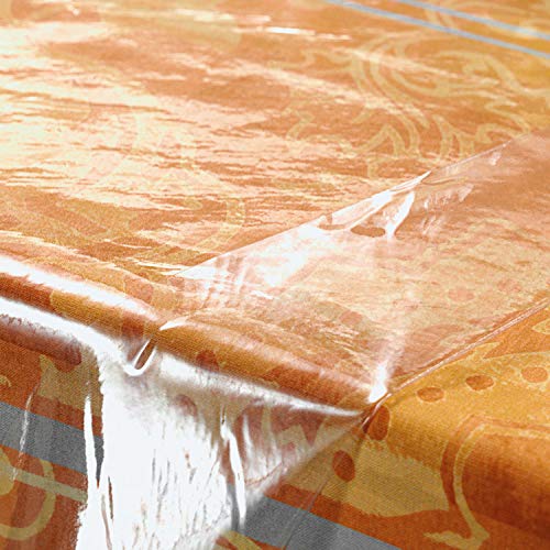amp-artshop Transparente Tischdecke Dicke ca. 0,2 mm · Eckig 140x350 cm · Länge & Breite wählbar - PVC Folie LFGB Lebensmittelecht · abwaschbare Tischdecke von amp-artshop