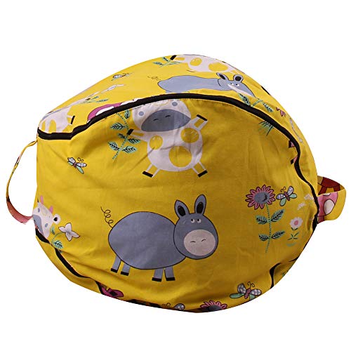 amropi Sitzsack mit Stofftier-Aufbewahrung, großer Samt, 18 Zoll weicher Sitzsack für Kinderspielzeug, Organizer,Gelb von amropi