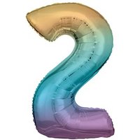 amscan® Folienballon Zahl 2 regenbogen, 1 St. von amscan®