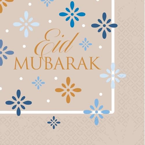 16 Servietten Eid Ramadan 33x33cm aus FSC-Papier | Mubarak Zuckerfest Islamisches Fest von amscan
