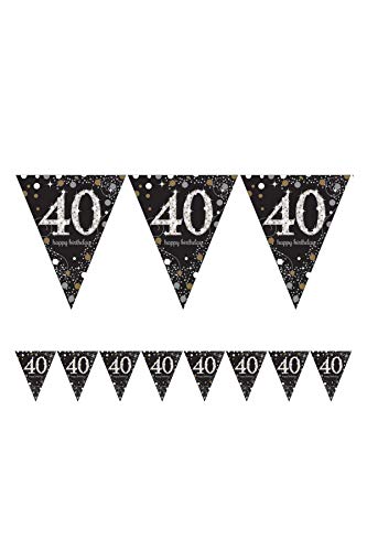 1x * HAPPY BIRTHDAY BANNER * zur Dekoration auf dem 40. Geburtstag // Wimpelkette Bunting Celebration Pennant von amscan