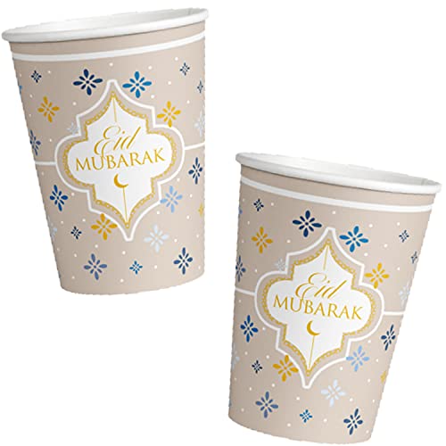 8 Pappbecher Eid Ramadan 33x33cm aus FSC-Papier | Becher Cups Mubarak Zuckerfest Islamisches Fest 8 Pappbecher Eid Ramadan 33x33cm aus FSC-Papier | Becher Cups Mubarak Zuckerfest Islamisches Fest von amscan