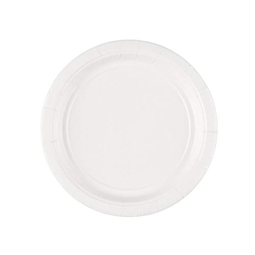 Amscan 54015-08 - Teller weiß, 8 Stück, Durchmesser 17,7 cm, Pappteller, Party, Einweggeschirr von amscan
